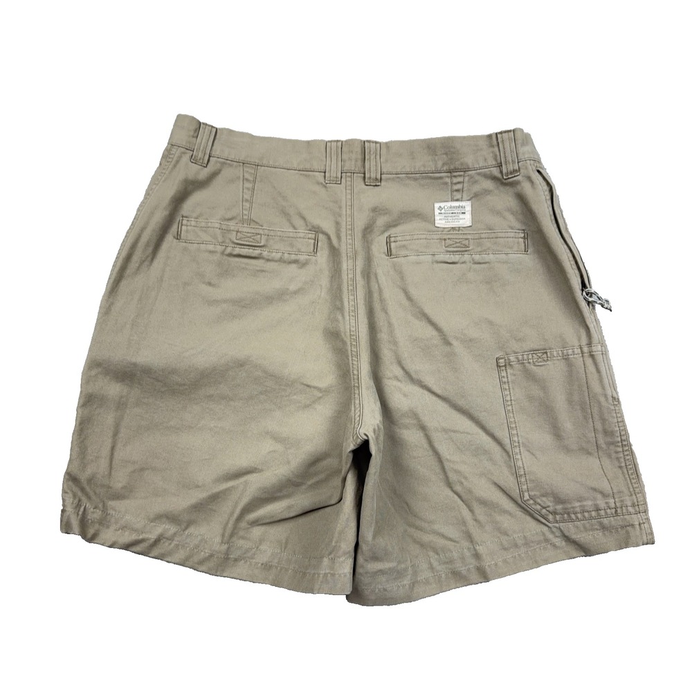 Columbia Shorts Men 32 Tan Chino Khaki Canvas Outdoor Camp Hiking Dad 6" Inseam